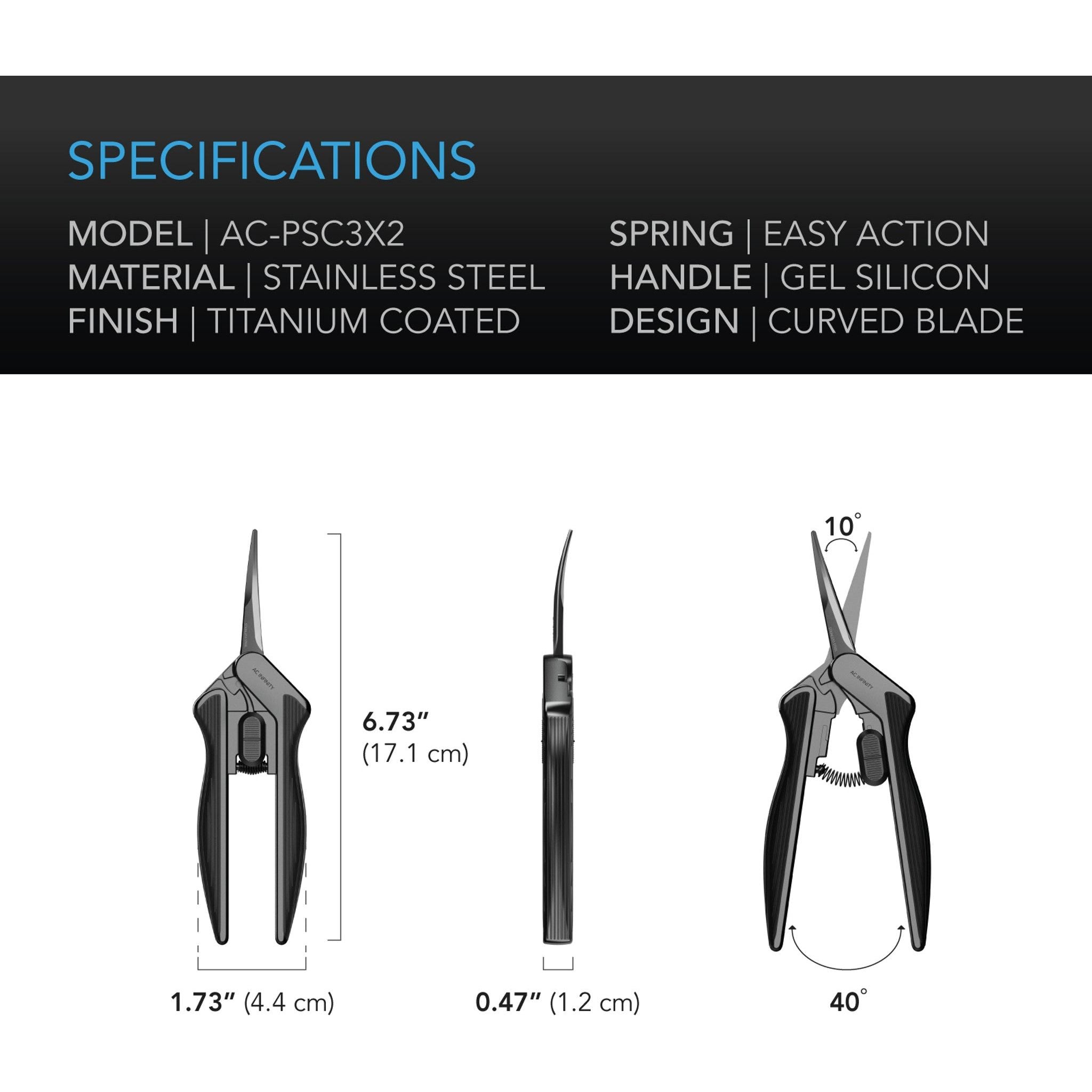 AC Infinity 6.6" Curved Stainless Steel Pruning Shear - 2 Pack