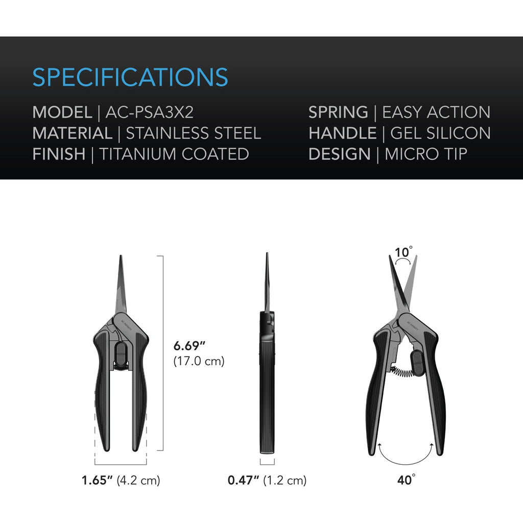 AC Infinity 6.6" Straight Stainless Steel Pruning Shear - 2 Pack