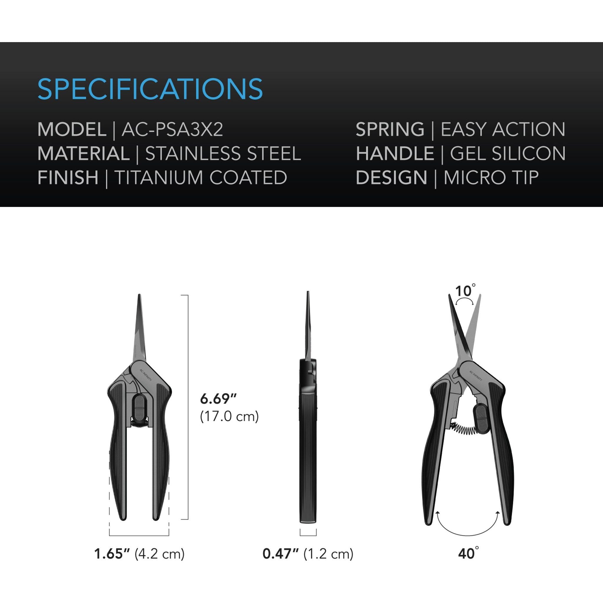 AC Infinity 6.6" Straight Stainless Steel Pruning Shear - 2 Pack