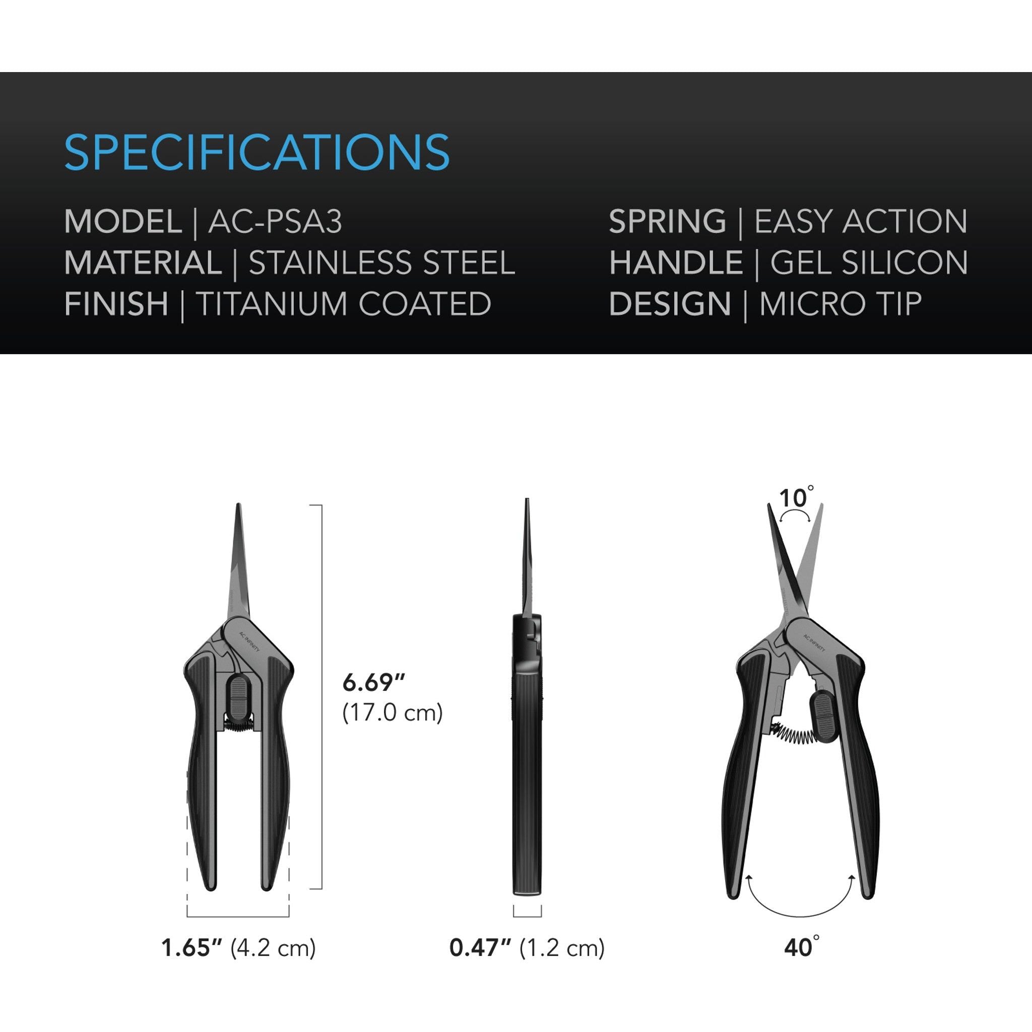 AC Infinity 6.6" Straight Stainless Steel Pruning Shear