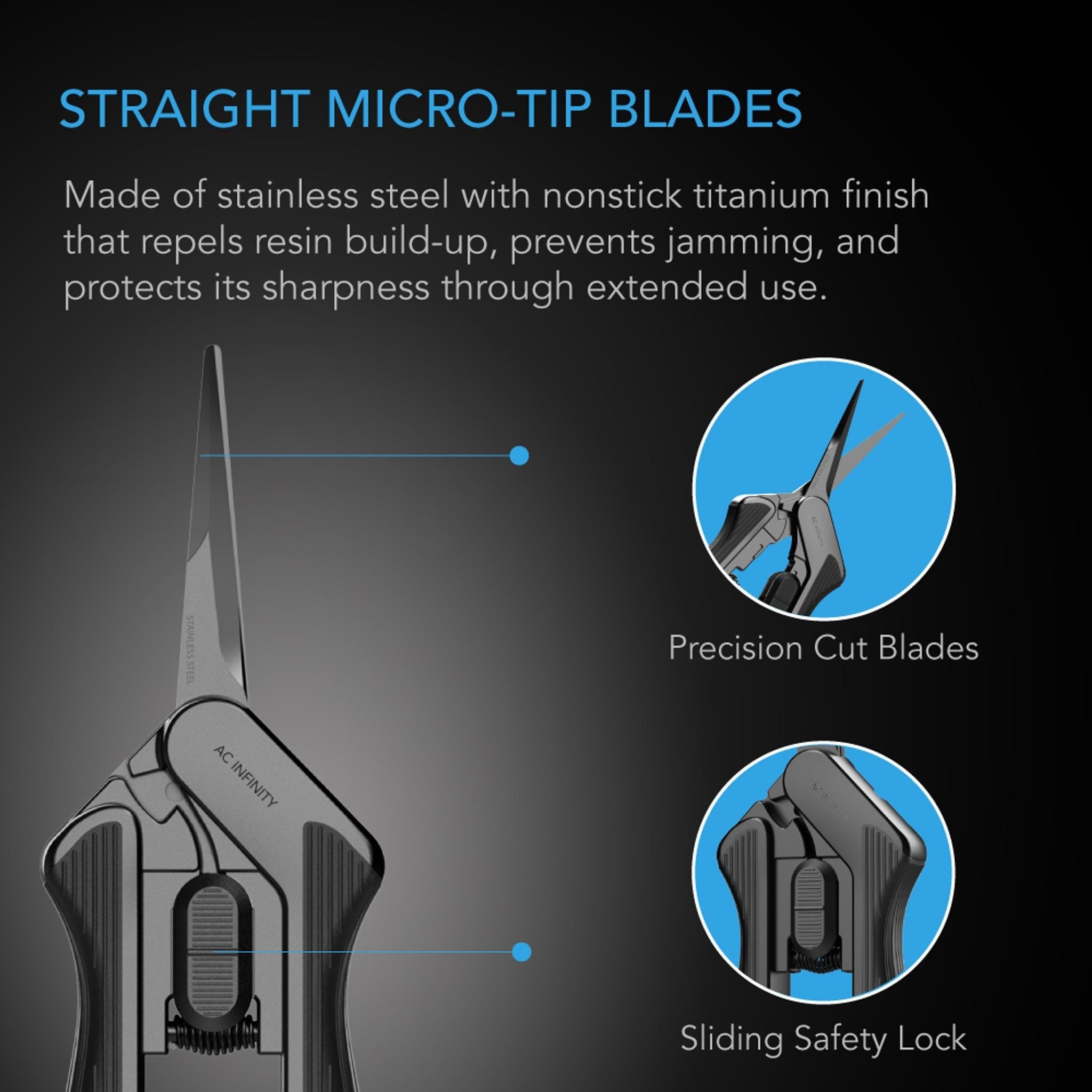 AC Infinity 6.6" Straight Stainless Steel Pruning Shear