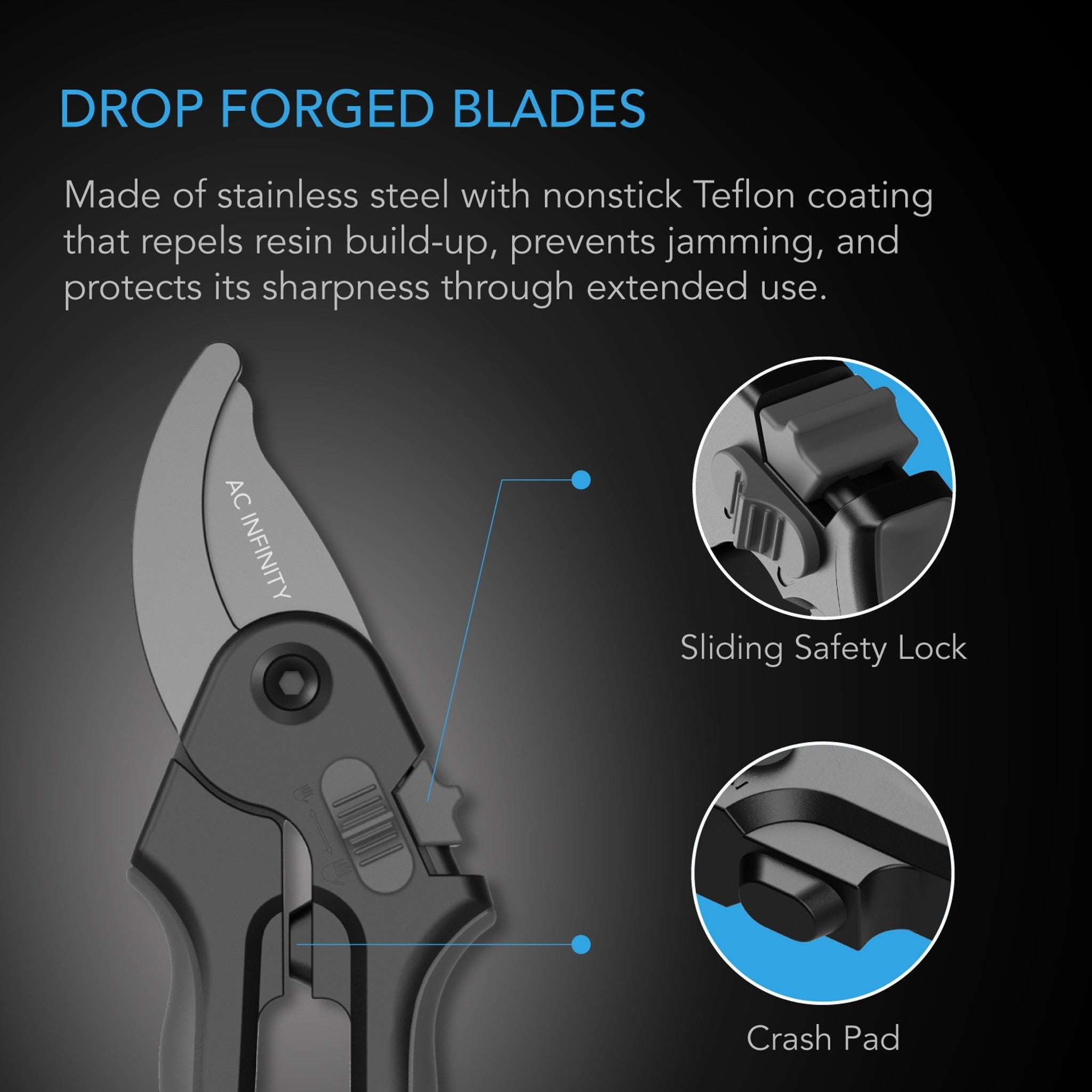 AC Infinity 8" Stainless Steel Pruning Shear - Bypass Blades